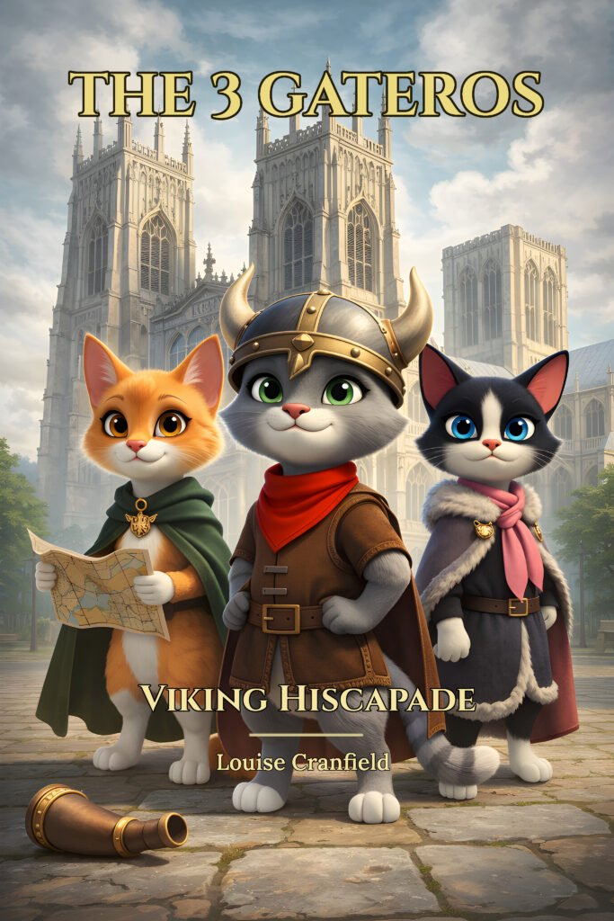 The 3 Gateros in York wearing Viking outfits in front of York Minster – Viking Hisscapade cover